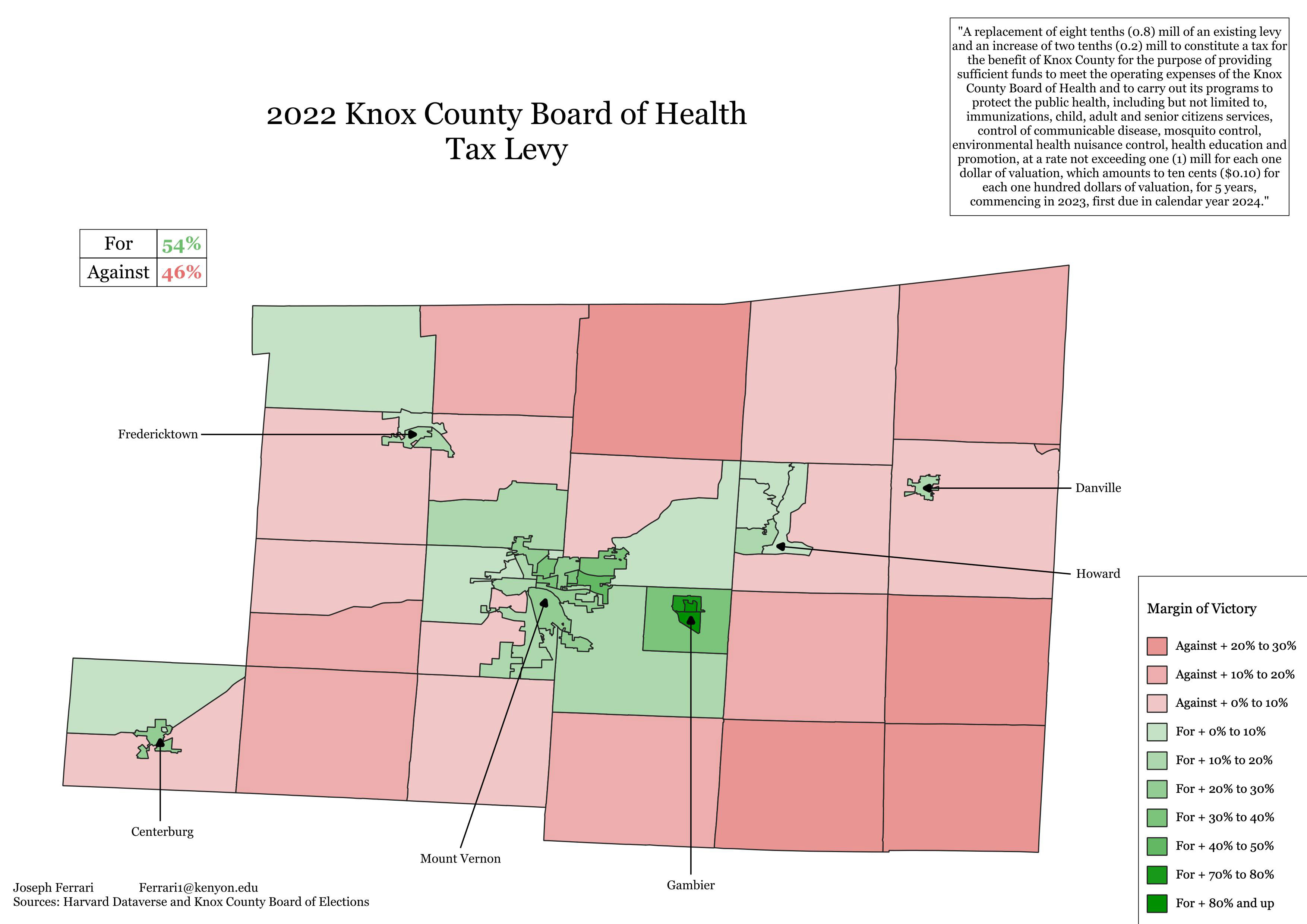 Map showing 2022 Knox County Board of Health tax levy voter results